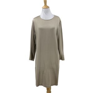 Theory Maiba Bright Satin Dress Womens 2 Silver Dropped Waist Back Zip Pockets